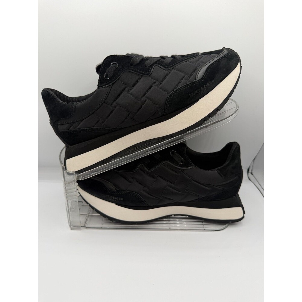 Kurt Geiger London Women's 38.5 Black Quilted Platform Sneakers Lace Up Shoes